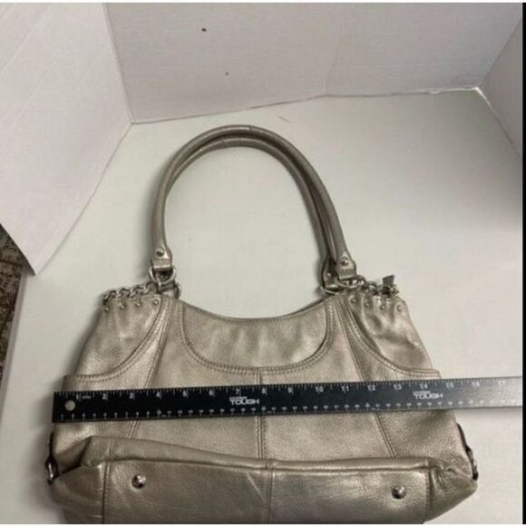 TIGNANELLO Women’s Double Strap Metallic Pebble Leather Handbag 8.5X4.5X…‎ - Picture 4 of 12